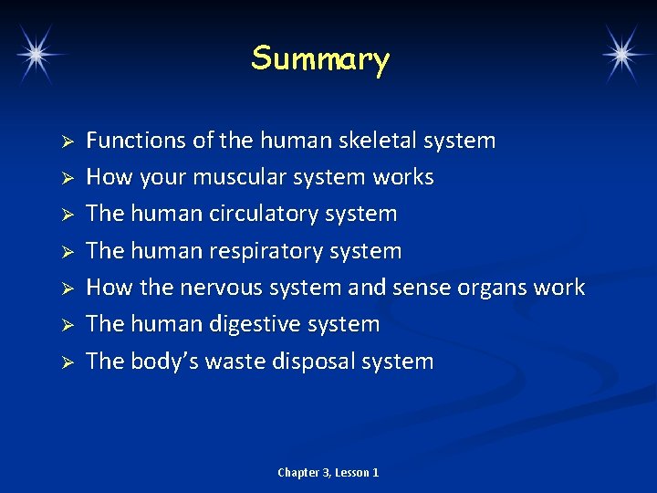 Summary Ø Ø Ø Ø Functions of the human skeletal system How your muscular