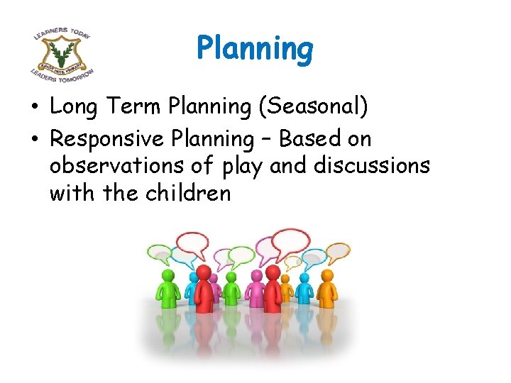 Planning • Long Term Planning (Seasonal) • Responsive Planning – Based on observations of