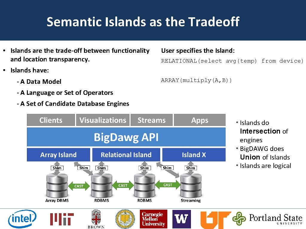 Semantic Islands as the Tradeoff • Islands are the trade-off between functionality and location