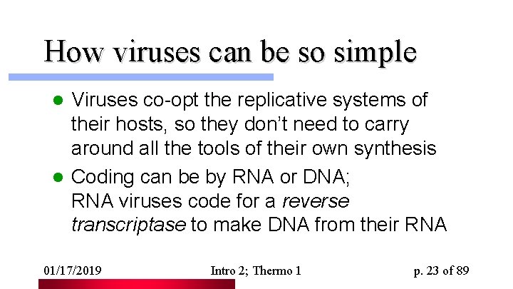 How viruses can be so simple Viruses co-opt the replicative systems of their hosts,