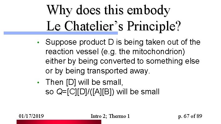 Why does this embody Le Chatelier’s Principle? Suppose product D is being taken out