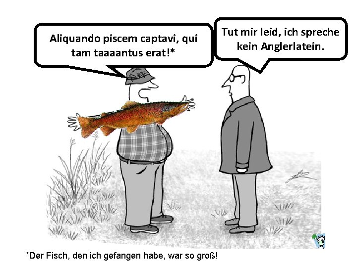Aliquando piscem captavi, qui tam taaaantus erat!* *Der Fisch, den ich gefangen habe, war