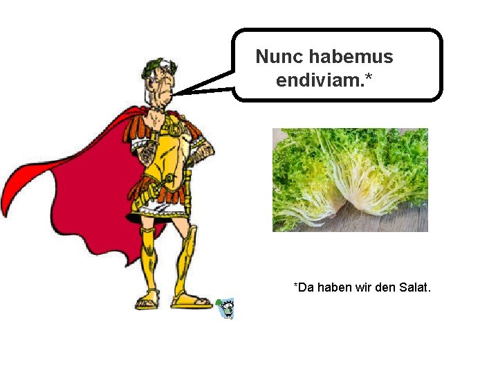 Nunc habemus endiviam. * *Da haben wir den Salat. 