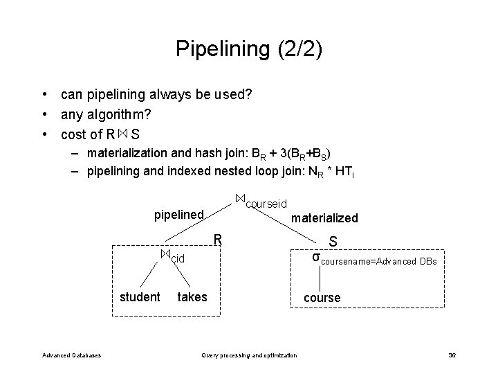 Pipelining (2/2) • can pipelining always be used? • any algorithm? • cost of