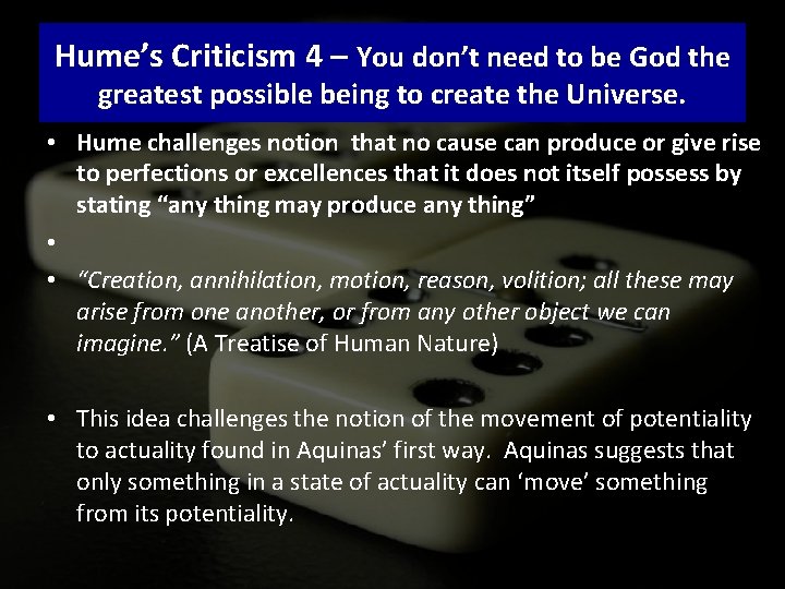 Hume’s Criticism 4 – You don’t need to be God the greatest possible being