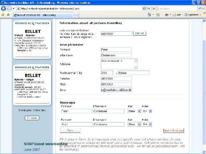 SOAP based www booking June 2007 
