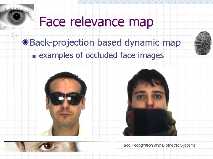 Face relevance map Back-projection based dynamic map n examples of occluded face images Face