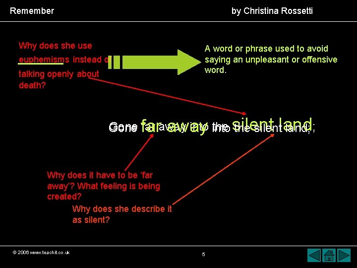Remember by Christina Rossetti Why does she use euphemisms instead of talking openly about