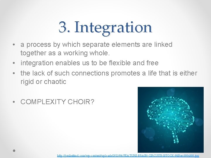 3. Integration • a process by which separate elements are linked together as a