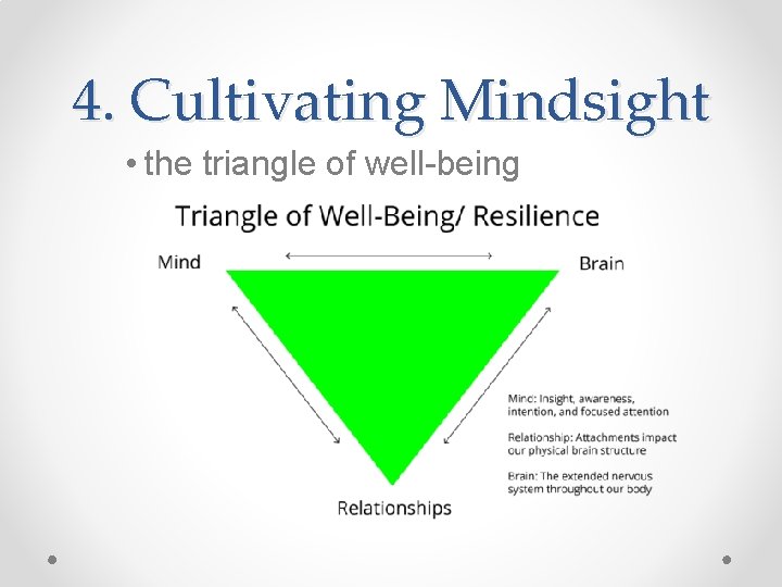 4. Cultivating Mindsight • the triangle of well-being 