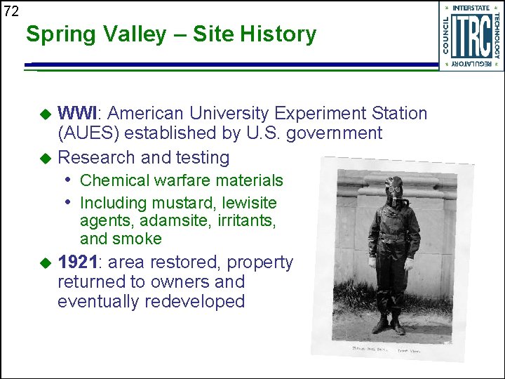 72 Spring Valley – Site History WWI: American University Experiment Station (AUES) established by