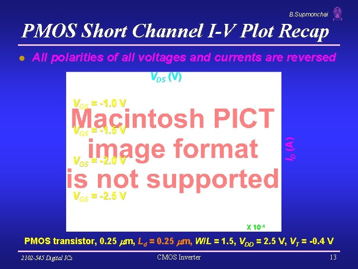 B. Supmonchai PMOS Short Channel I-V Plot Recap l All polarities of all voltages