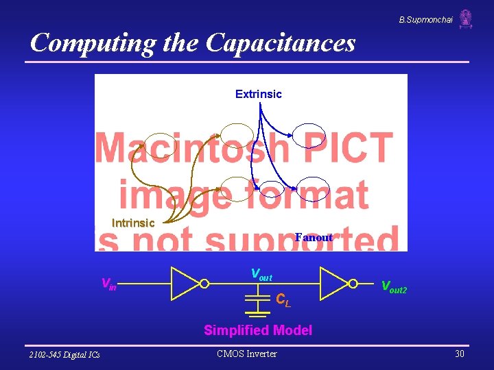 B. Supmonchai Computing the Capacitances Extrinsic Intrinsic Fanout Vin Vout CL Vout 2 Simplified