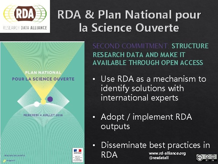 RDA & Plan National pour la Science Ouverte SECOND COMMITMENT: STRUCTURE RESEARCH DATA AND