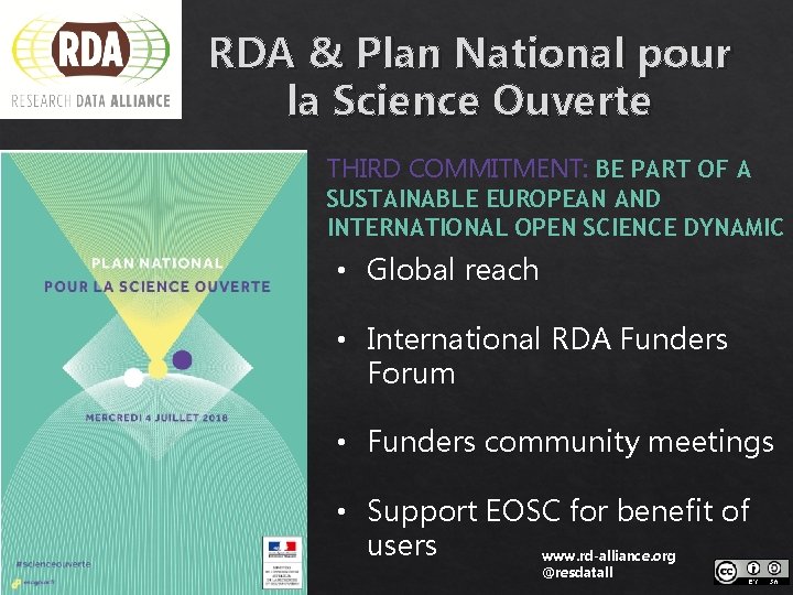 RDA & Plan National pour la Science Ouverte THIRD COMMITMENT: BE PART OF A
