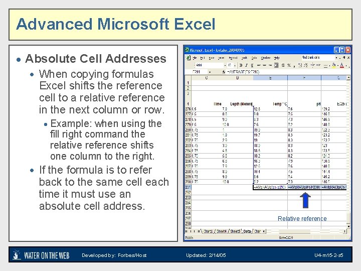Spreadsheets and Non Spatial Databases Unit 4 Module