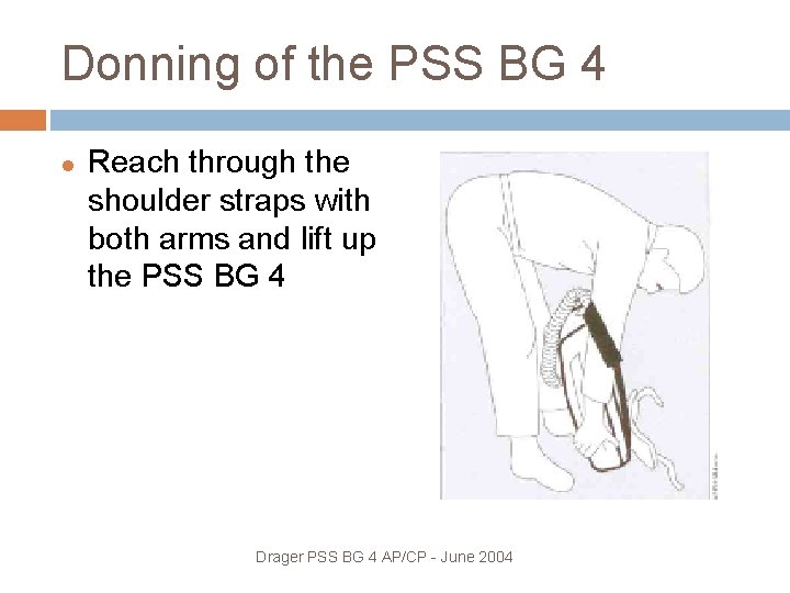 Donning of the PSS BG 4 Reach through the shoulder straps with both arms