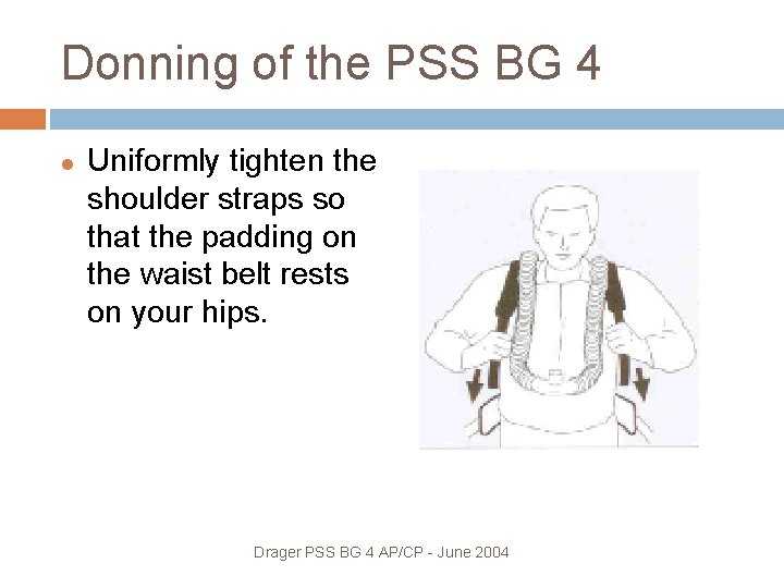 Donning of the PSS BG 4 Uniformly tighten the shoulder straps so that the