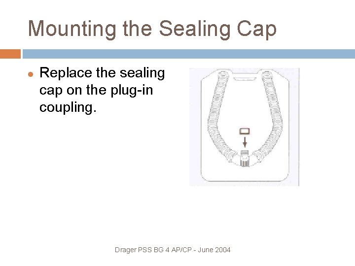 Mounting the Sealing Cap Replace the sealing cap on the plug-in coupling. Drager PSS