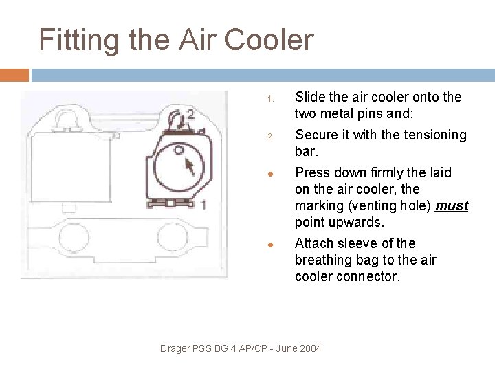 Fitting the Air Cooler 1. 2. Slide the air cooler onto the two metal
