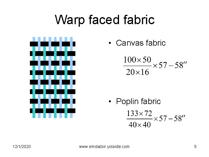 Warp faced fabric • Canvas fabric • Poplin fabric 12/1/2020 www. emdadsir. yolasite. com