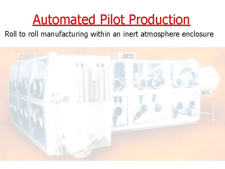 Automated Pilot Production Roll to roll manufacturing within an inert atmosphere enclosure 