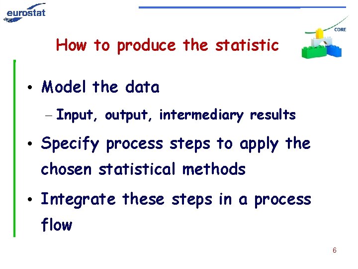 How to produce the statistic • Model the data – Input, output, intermediary results