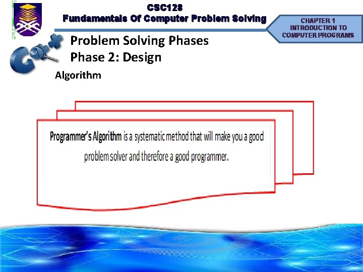CSC 128 Fundamentals Of Computer Problem Solving Phases Phase 2: Design Algorithm CHAPTER 1 CSC 128 Fundamentals Of Computer Problem Solving Phases Phase 2: Design Algorithm CHAPTER 1