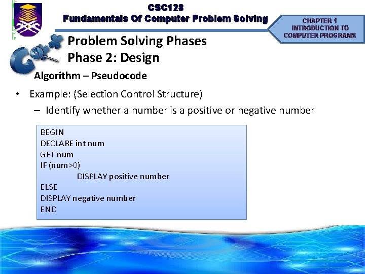 CSC 128 Fundamentals Of Computer Problem Solving Phases Phase 2: Design CHAPTER 1 INTRODUCTION