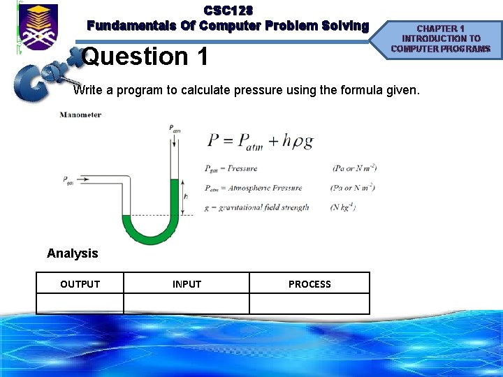 CSC 128 Fundamentals Of Computer Problem Solving Question 1 CHAPTER 1 INTRODUCTION TO COMPUTER