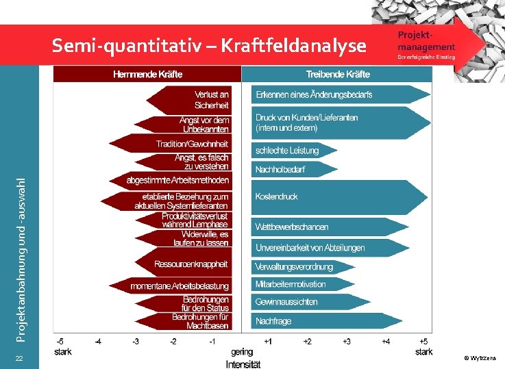 Projektanbahnung und -auswahl Semi-quantitativ – Kraftfeldanalyse 22 © Wytrzens 