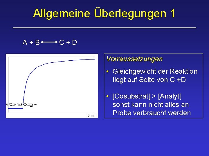 Allgemeine Überlegungen 1 A+B C+D Vorraussetzungen • Gleichgewicht der Reaktion liegt auf Seite von