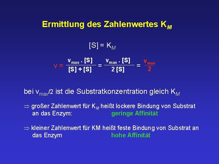 Ermittlung des Zahlenwertes KM [S] = KM v= vmax. [S] + [S] = vmax.