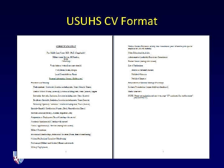USUHS CV Format 
