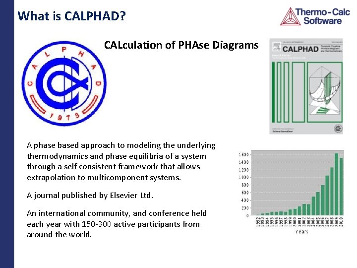 What is CALPHAD? CALculation of PHAse Diagrams A phase based approach to modeling the