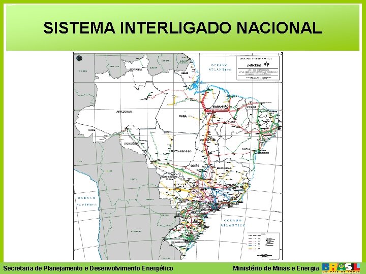 SISTEMA INTERLIGADO NACIONAL Ministério- de Minas e Energia Secretaria de Planejamento e Secretaria Desenvolvimento