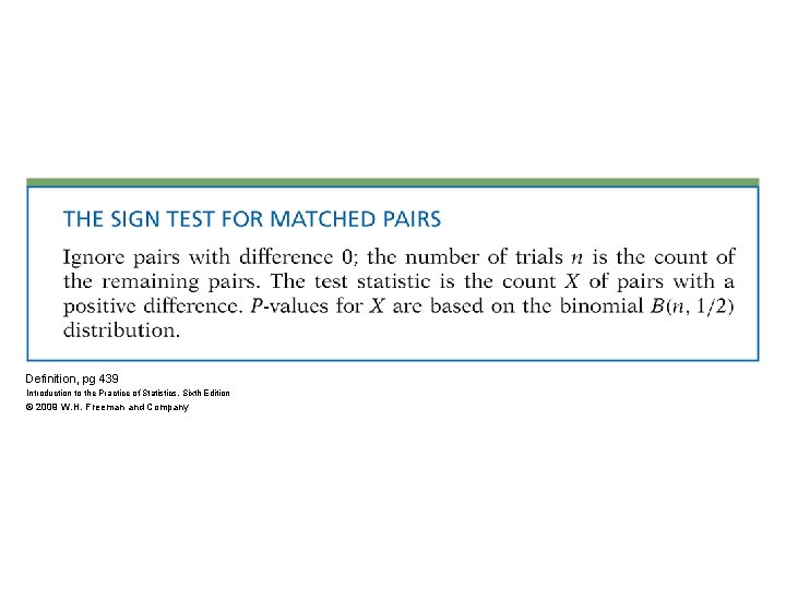 Definition, pg 439 Introduction to the Practice of Statistics, Sixth Edition © 2009 W.