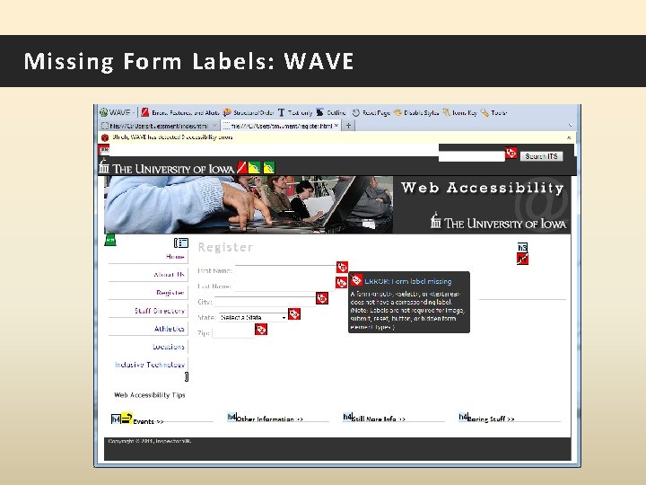Missing Form Labels: WAVE 