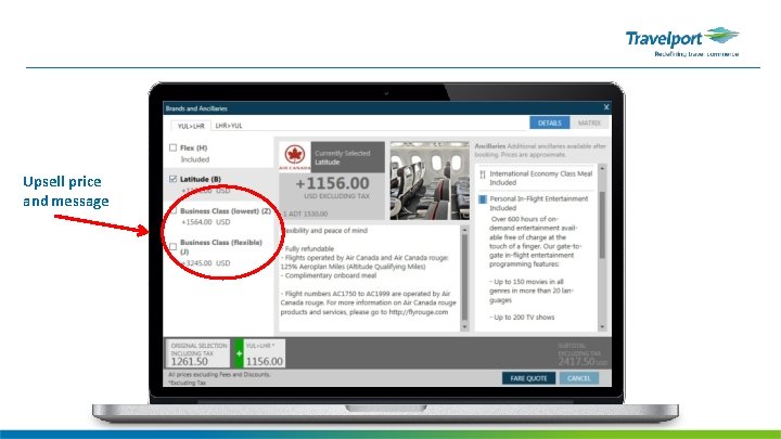 Upsell price and message 