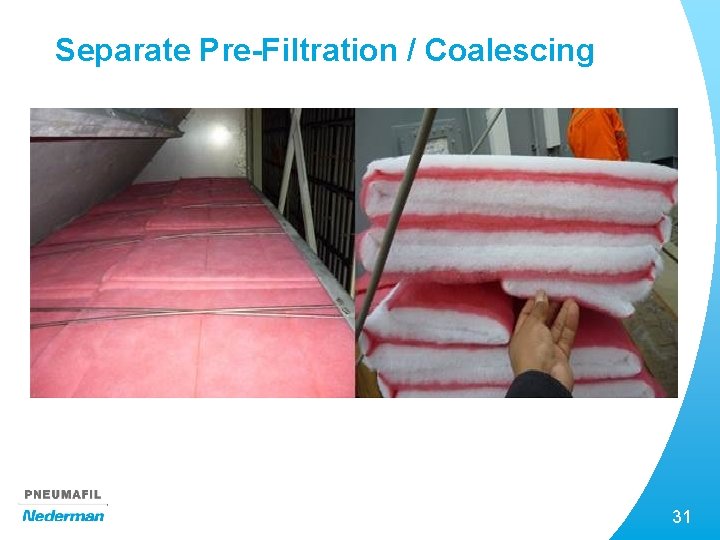 Separate Pre-Filtration / Coalescing 31 
