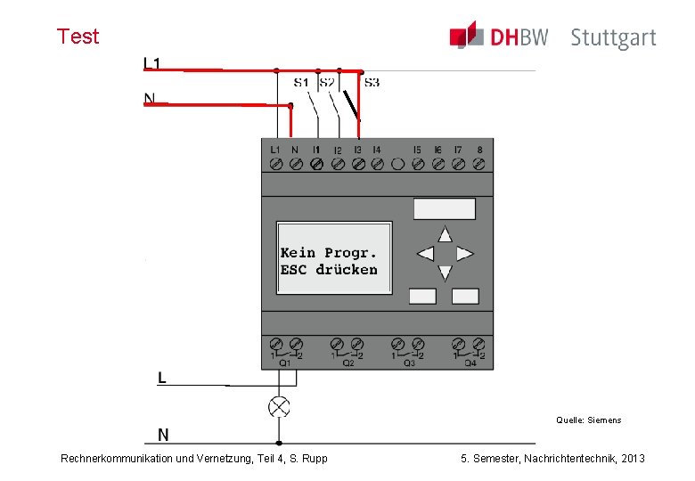 Test Quelle: Siemens Rechnerkommunikation und Vernetzung, Teil 4, S. Rupp 5. Semester, Nachrichtentechnik, 2013