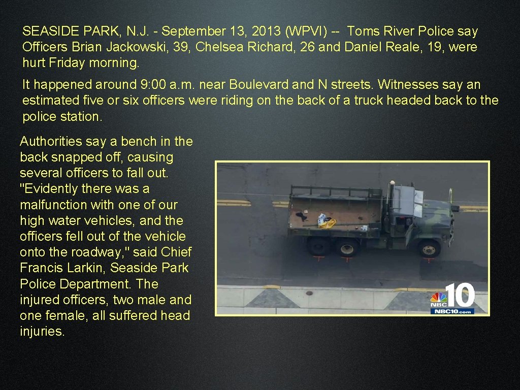 SEASIDE PARK, N. J. - September 13, 2013 (WPVI) -- Toms River Police say