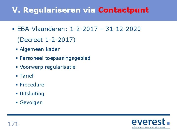 Titel V. Regulariseren via Contactpunt § EBA Vlaanderen: 1 2 2017 – 31 12