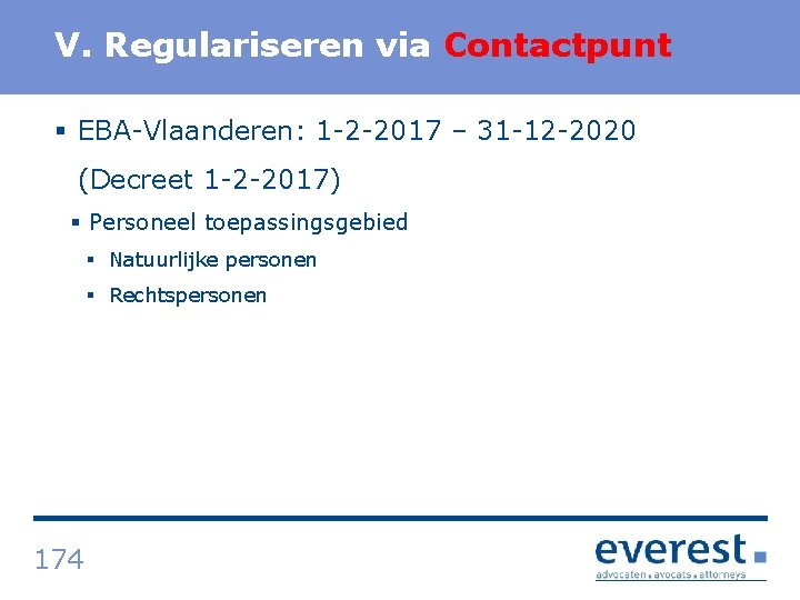 Titel V. Regulariseren via Contactpunt § EBA Vlaanderen: 1 2 2017 – 31 12