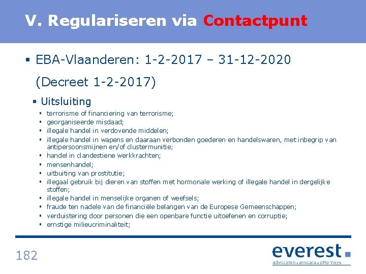 Titel V. Regulariseren via Contactpunt § EBA Vlaanderen: 1 2 2017 – 31 12