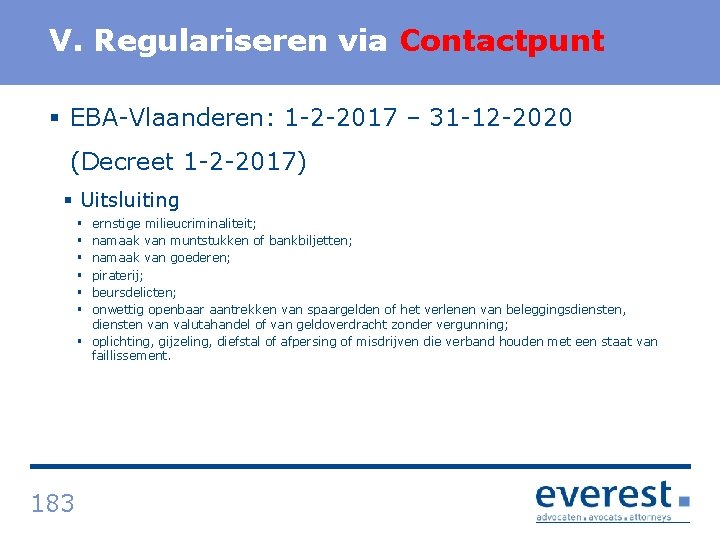 Titel V. Regulariseren via Contactpunt § EBA Vlaanderen: 1 2 2017 – 31 12