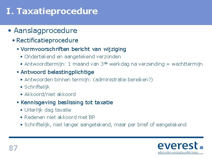 I. Titel Taxatieprocedure § Aanslagprocedure § Rectificatieprocedure § Vormvoorschriften bericht van wijziging § Ondertekend