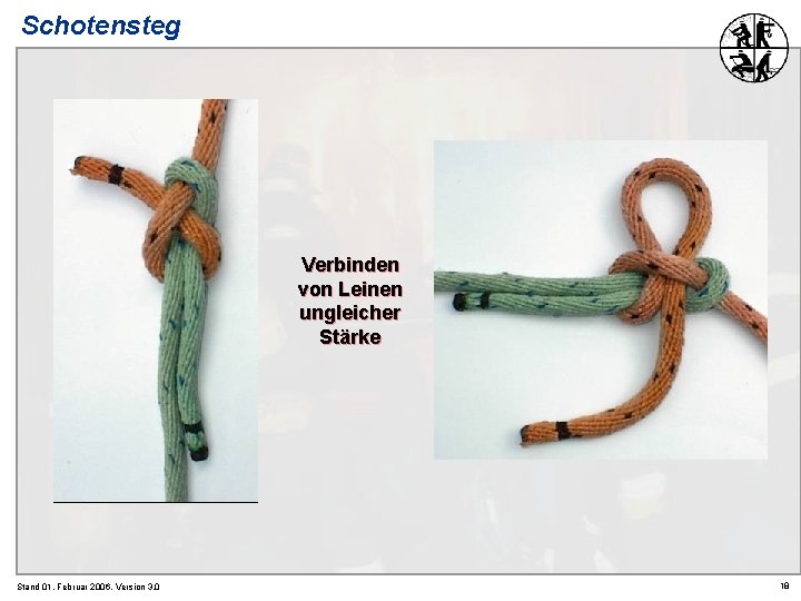 Schotensteg Verbinden von Leinen ungleicher Stärke Stand 01. Februar 2006, Version 3. 0 18