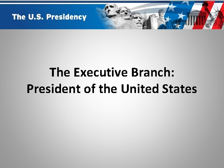 The Executive Branch: President of the United States 