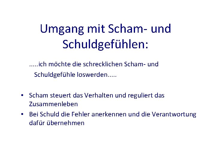 Umgang mit Scham- und Schuldgefühlen: . . . ich möchte die schrecklichen Scham- und